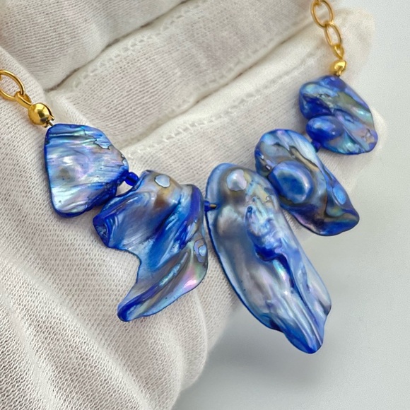 New Baroque Pearl Necklace, Handmade, Double-Triple Stick Pearls, Gold Plate - Picture 8 of 12